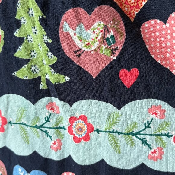 Handmade holiday apron OS Scandinavian birds Christmas trees hearts snowflakes - Picture 4 of 9